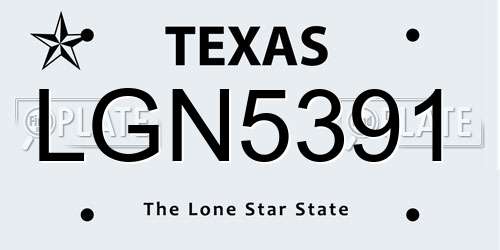 LGN5391 Texas License Plate