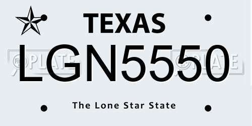 LGN5550 Texas License Plate
