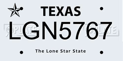 LGN5767 Texas License Plate