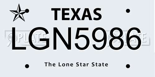 LGN5986 Texas License Plate