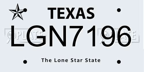 LGN7196 Texas License Plate