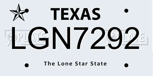 LGN7292 Texas License Plate