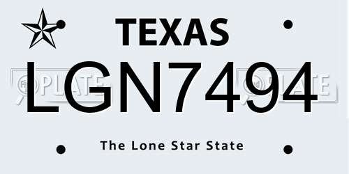 LGN7494 Texas License Plate