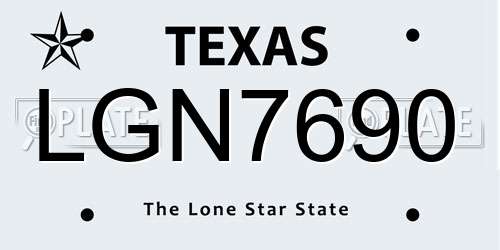LGN7690 Texas License Plate