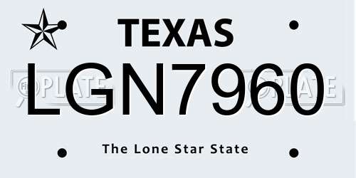 LGN7960 Texas License Plate