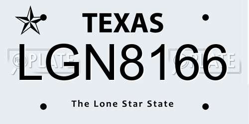 LGN8166 Texas License Plate