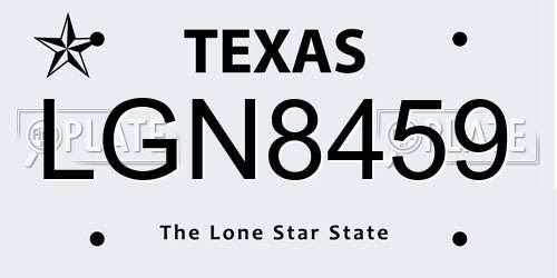 LGN8459 Texas License Plate