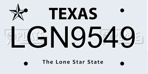 LGN9549 Texas License Plate
