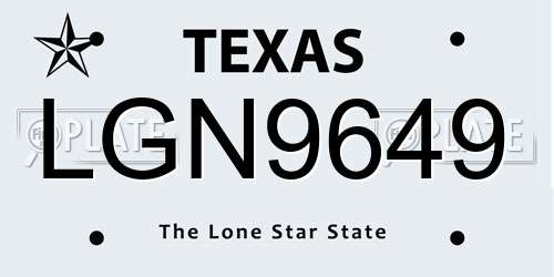 LGN9649 Texas License Plate