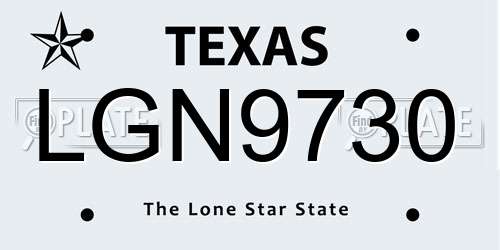 LGN9730 Texas License Plate