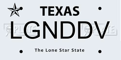 LGNDDV Texas License Plate