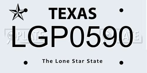 LGP0590 Texas License Plate