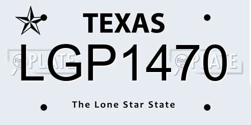 LGP1470 Texas License Plate