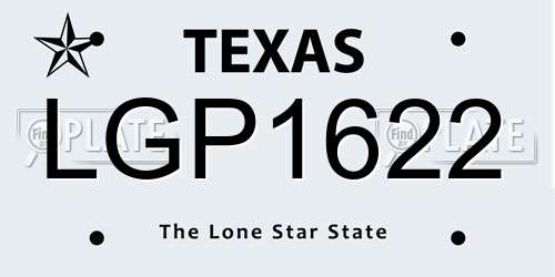 LGP1622 Texas License Plate