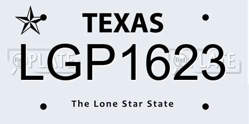 LGP1623 Texas License Plate