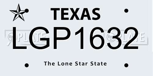 LGP1632 Texas License Plate