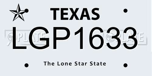 LGP1633 Texas License Plate