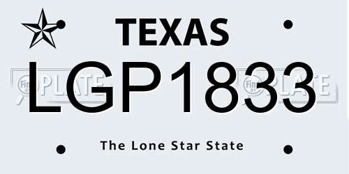 LGP1833 Texas License Plate