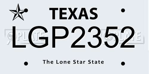 LGP2352 Texas License Plate
