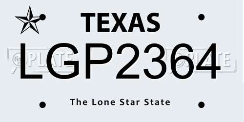 LGP2364 Texas License Plate