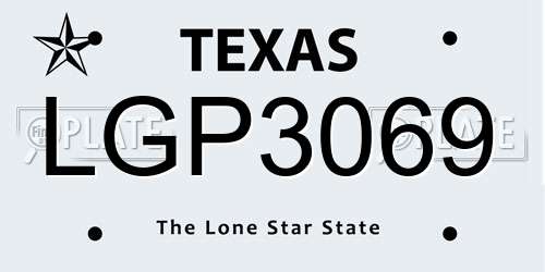 LGP3069 Texas License Plate