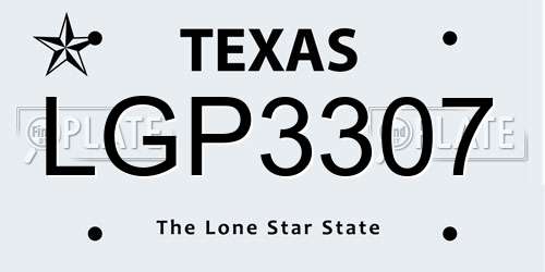 LGP3307 Texas License Plate