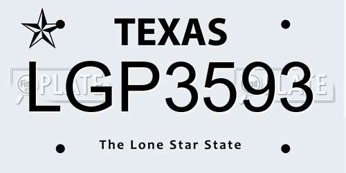 LGP3593 Texas License Plate