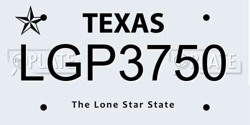 LGP3750 Texas License Plate