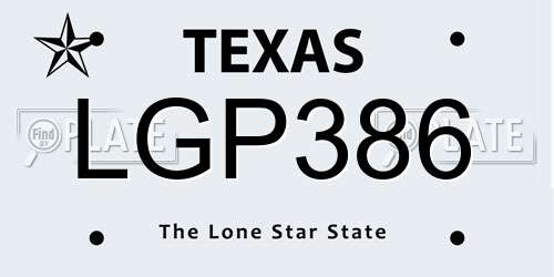 LGP386 Texas License Plate