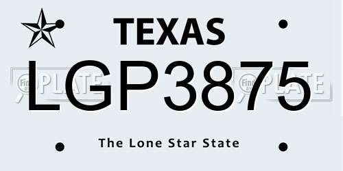 LGP3875 Texas License Plate