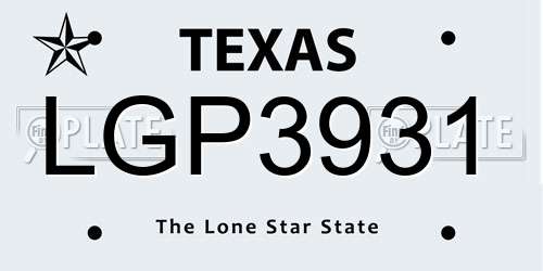 LGP3931 Texas License Plate