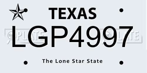 LGP4997 Texas License Plate