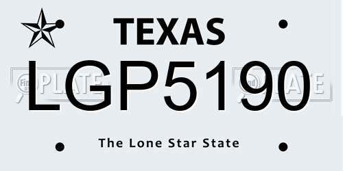 LGP5190 Texas License Plate