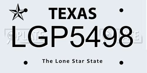 LGP5498 Texas License Plate