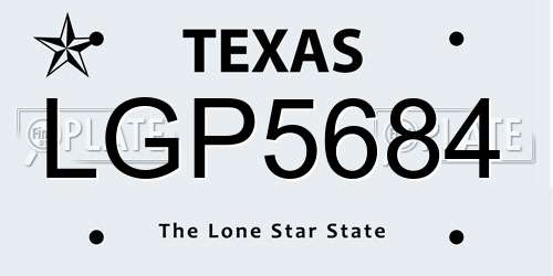 LGP5684 Texas License Plate