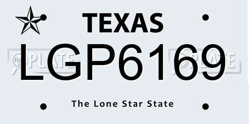 LGP6169 Texas License Plate