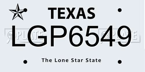 LGP6549 Texas License Plate
