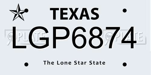 LGP6874 Texas License Plate