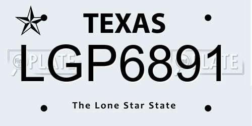 LGP6891 Texas License Plate