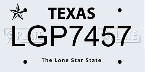 LGP7457 Texas License Plate