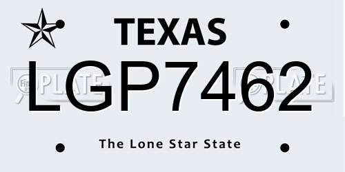 LGP7462 Texas License Plate