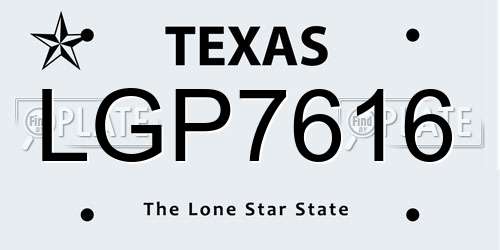 LGP7616 Texas License Plate