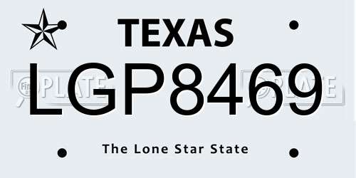 LGP8469 Texas License Plate