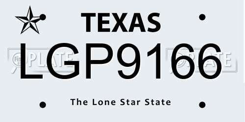 LGP9166 Texas License Plate