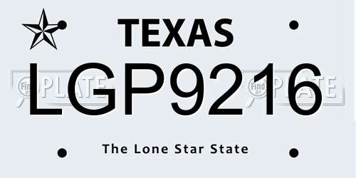 LGP9216 Texas License Plate