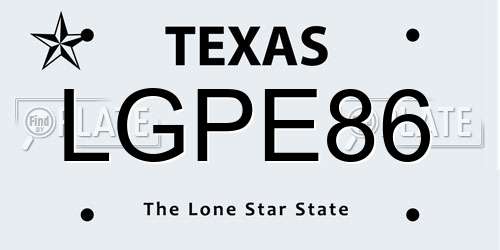 LGPE86 Texas License Plate