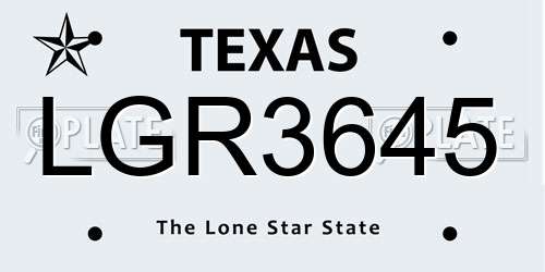 LGR3645 Texas License Plate