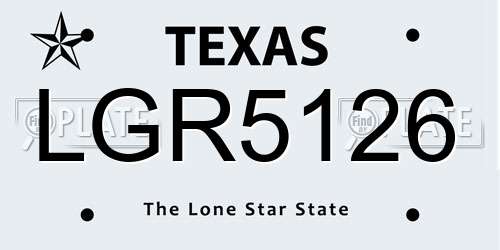LGR5126 Texas License Plate
