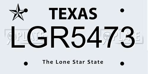 LGR5473 Texas License Plate