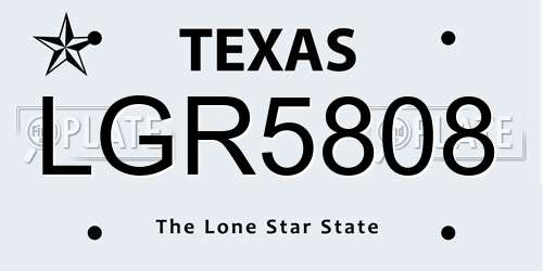 LGR5808 Texas License Plate